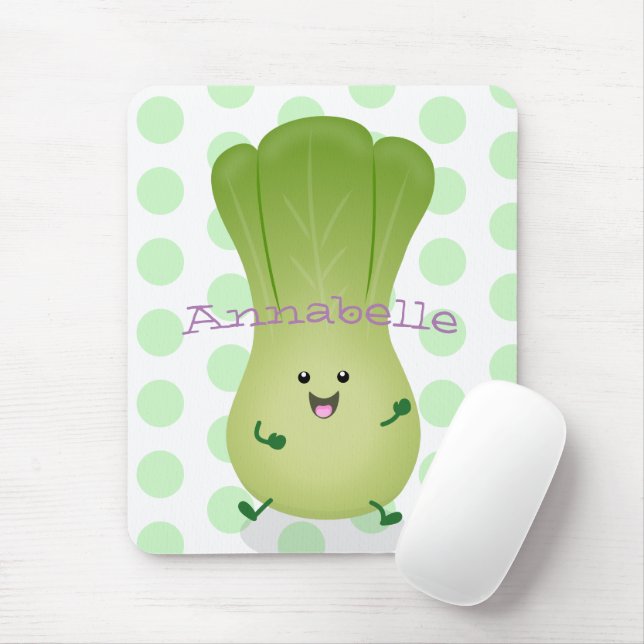 Cute baby bok choy cartoon illustration mouse pad (With Mouse)