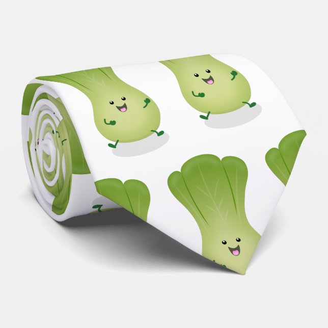 Cute baby bok choy cartoon illustration neck tie (Rolled)