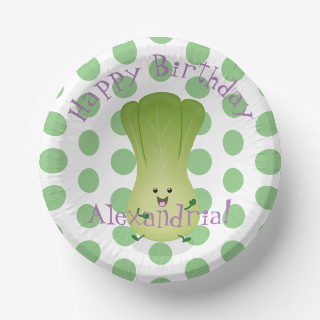 Cute baby bok choy cartoon illustration paper bowls (Front)