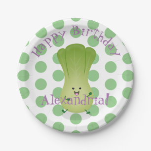 Cute baby bok choy cartoon illustration paper plates