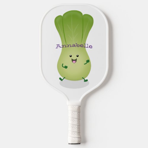 Cute baby bok choy cartoon illustration pickleball paddle