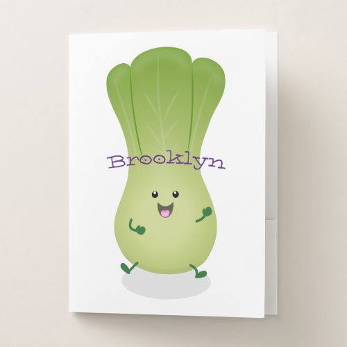 Cute baby bok choy cartoon illustration pocket folder