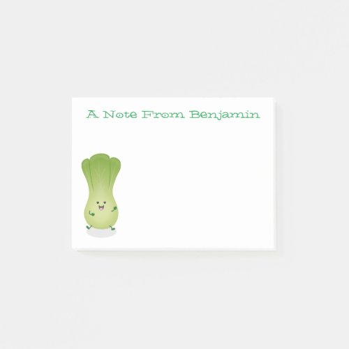 Cute baby bok choy cartoon illustration post_it notes