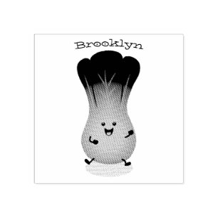 Cute baby bok choy cartoon illustration rubber stamp