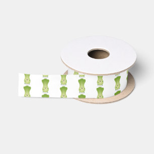 Cute baby bok choy cartoon illustration satin ribbon