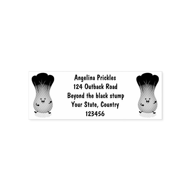 Cute baby bok choy cartoon illustration self-inking stamp (Design)
