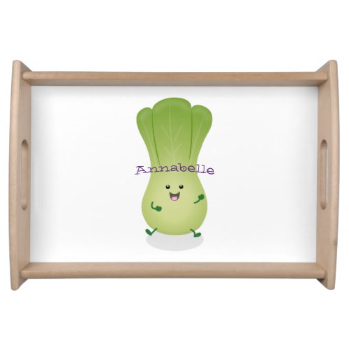 Cute baby bok choy cartoon illustration serving tray