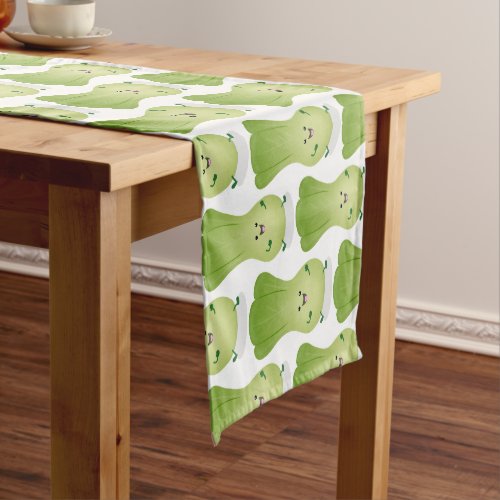 Cute baby bok choy cartoon illustration short table runner