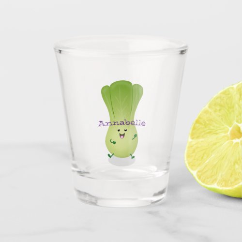 Cute baby bok choy cartoon illustration shot glass