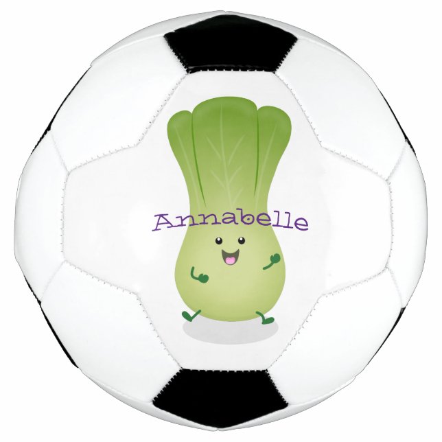 Cute baby bok choy cartoon illustration soccer ball (Front)