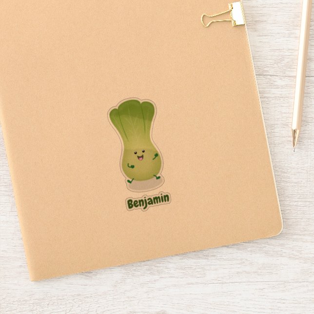 Cute baby bok choy cartoon illustration sticker (Notebook)
