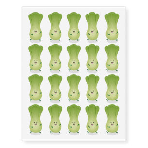 Cute baby bok choy cartoon illustration temporary tattoos