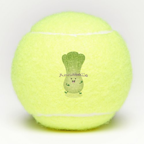Cute baby bok choy cartoon illustration tennis balls