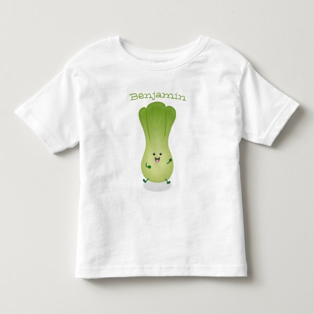 Cute baby bok choy cartoon illustration toddler t-shirt (Front)