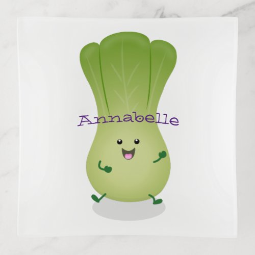 Cute baby bok choy cartoon illustration trinket tray