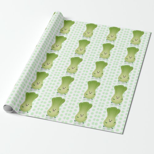 Cute baby bok choy cartoon illustration wrapping paper