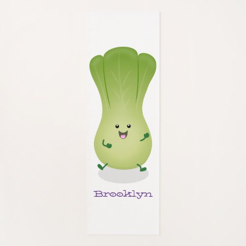 Cute baby bok choy cartoon illustration yoga mat