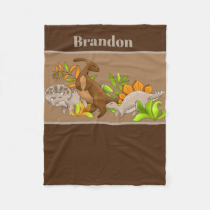 Cute baby boy add name dinosaur blanket