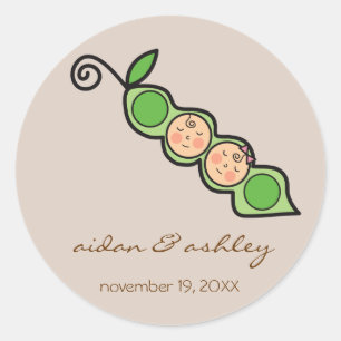 Cute Baby Boy and Girl Twins Peas in a Pod Sticker