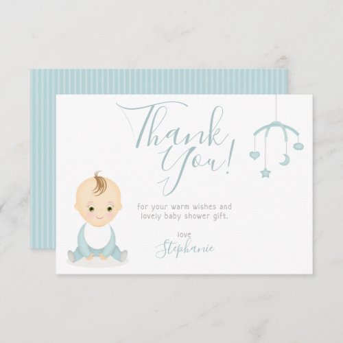 Cute Baby Boy and his Mobile Baby Shower Invitation