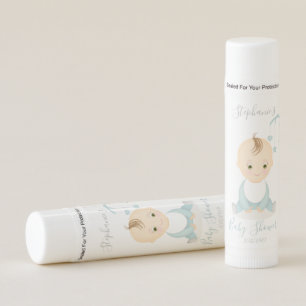 Cute Baby Boy and his Mobile Baby Shower Lip Balm