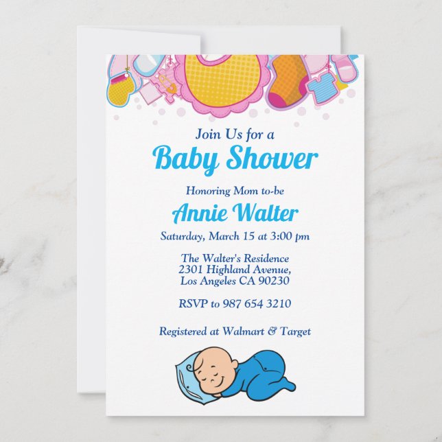 Cute Baby Boy Baby Shower Invitation (Back)