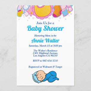 Cute Baby Boy Baby Shower Invitation