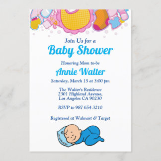 Cute Baby Boy Baby Shower Invitation