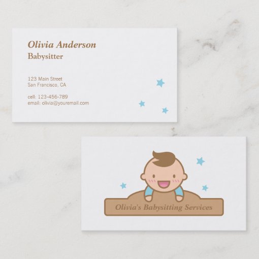 Cute Baby Boy Babysitting Business Cards | Zazzle