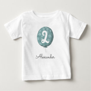 Cute Baby Boy Balloon 2nd Birthday Toddler Baby T-Shirt