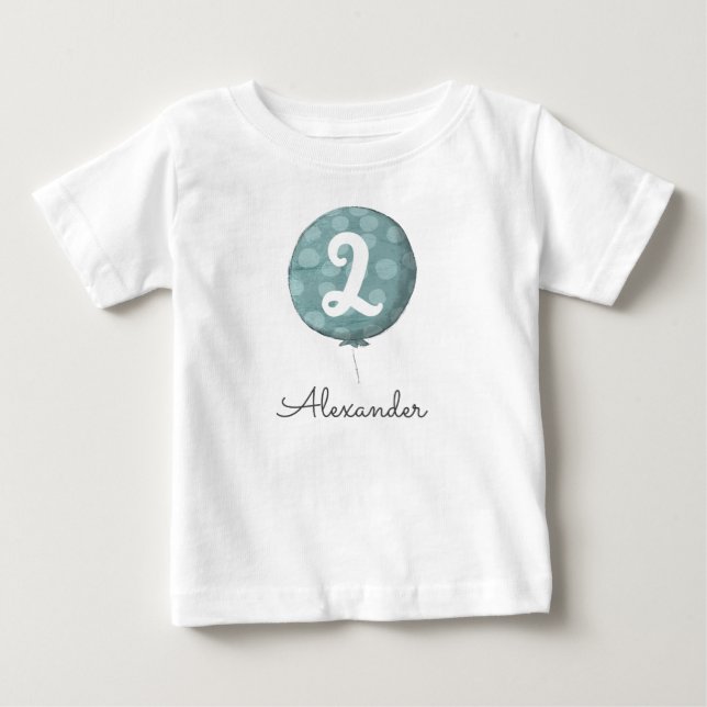 Cute Baby Boy Balloon 2nd Birthday Toddler T-Shirt (Front)