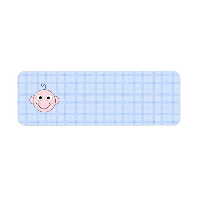 Cute Baby Boy. Blue Check Background. Label (Front)