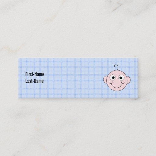 Customizable Cute Baby Boy. Blue Check Background. Business Card Templates