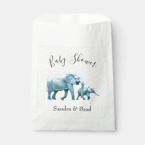 Cute Baby boy blue Elephants Baby Shower Favor Bag