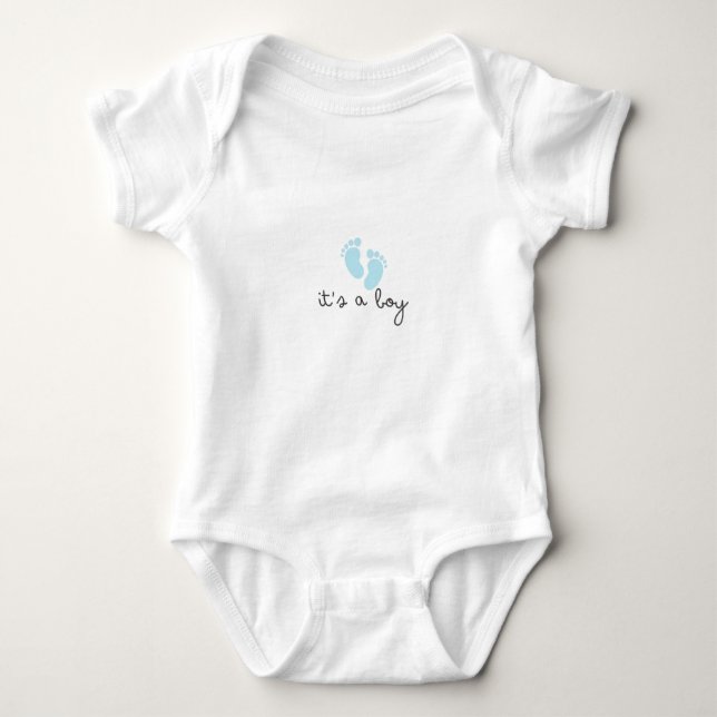 Cute Baby Boy Bodysuit with Footprints (Front)