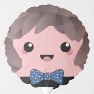 Cute Baby Boy Bow Tie Cartoon Blue Gender Reveal Balloon
