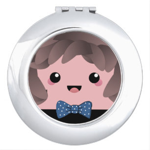 Cute Baby Boy Bow Tie Cartoon Blue Gender Reveal Compact Mirror