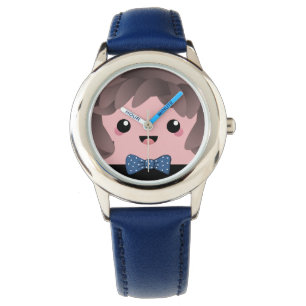 Cute Baby Boy Bow Tie Cartoon Blue Gender Reveal Watch