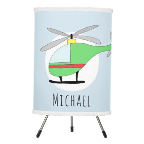 Cute Baby Boy Colorful Helicopter with Name Tripod Lamp
