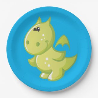 Cute Baby Boy Dinosaur Paper Plates