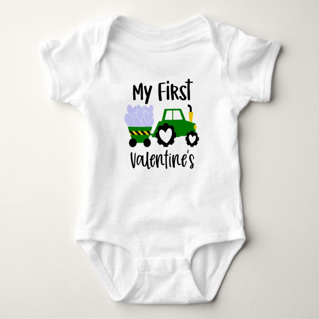 cute baby boy first Valentine's Day Baby Bodysuit (Front)