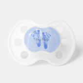 Cute Baby Boy Footprints Birth Announcement Pacifier (Front)