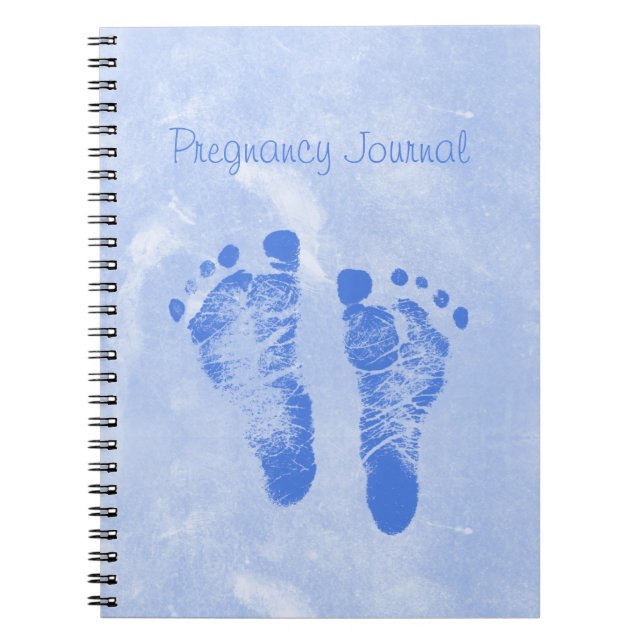 Cute Baby Boy Footprints Pregnancy Journal (Front)