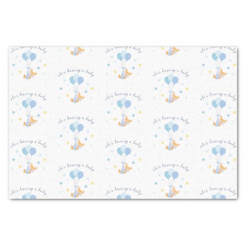 Cute Baby Boy Fox and Balloons Tissue Paper