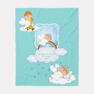Cute Baby BOY Godson Angels Personalized Fleece Blanket