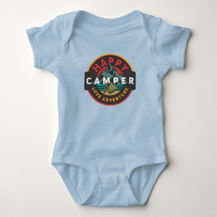 Cute baby boy happy camper word art bodysuit