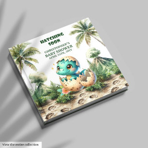 Cute Baby Boy Hatching Soon Dinosaur Memory Guest Book