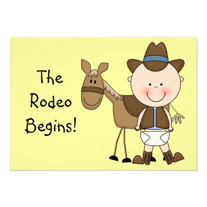 Cute Baby Boy & Horse Pony Custom Western Birth Card
