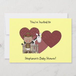 Cute Baby Boy & Horse Pony Custom Western Invitation