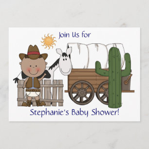Cute Baby Boy & Horse Pony Custom Western Invitation